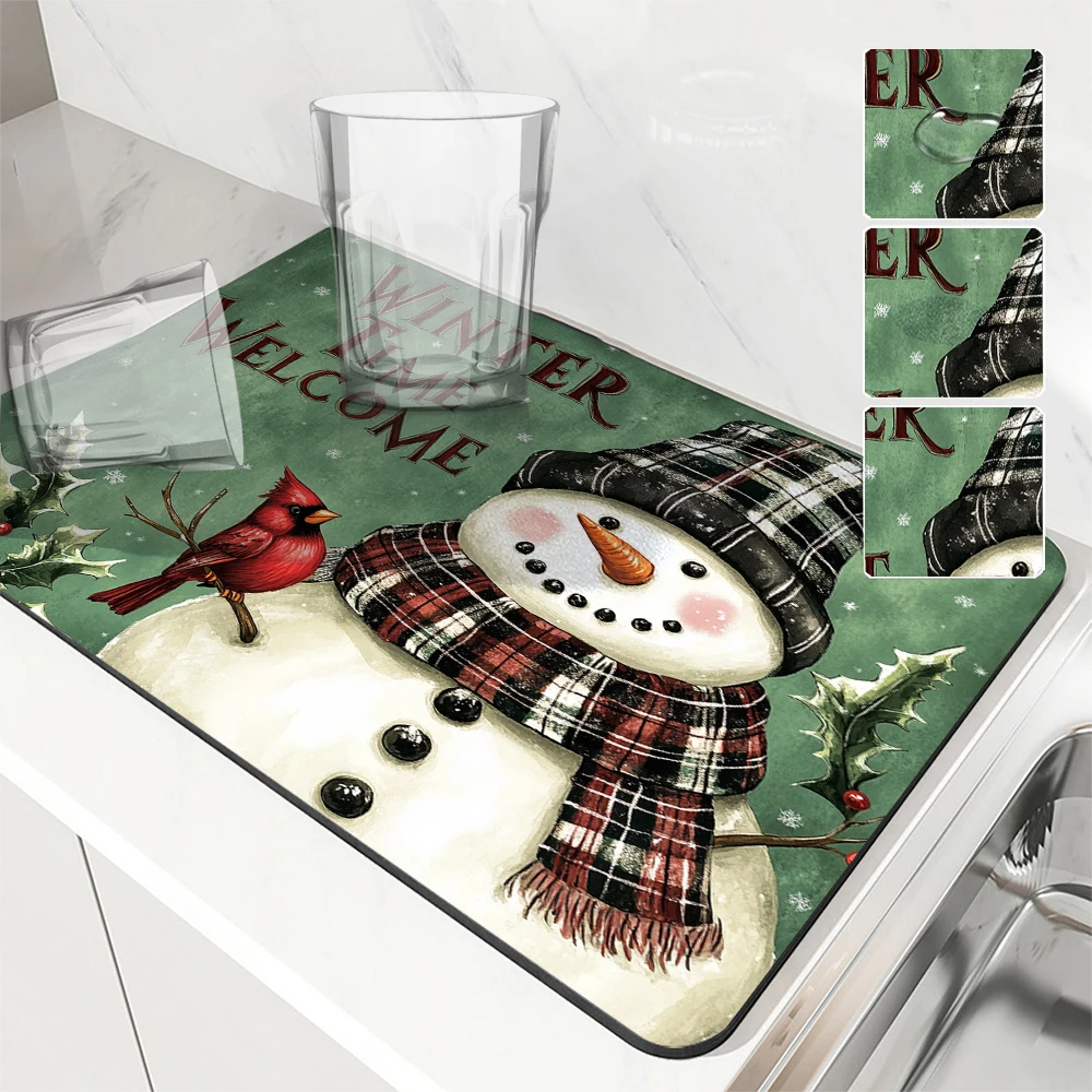 Absorbent Coffee Mat Dish Draining Mat Christmas Snowman Kitchen Drying Mat Quick Bathroom Drain Pad Kitchen Faucet Placemat
Absorbent Coffee Mat Dish Draining Mat Christmas Snowman Kitchen Drying Mat Quick Bathroom Drain Pad Kitchen Faucet Placemat