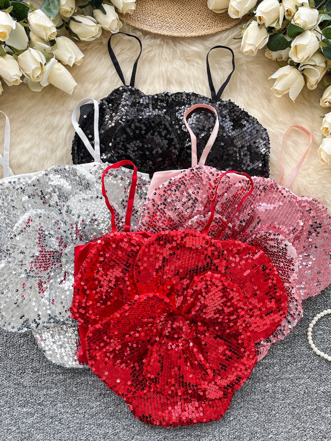 Women's Sexy Spicy Summer Top Strapless Crop Top Glitter Heavy Embroidery 3D Flower Tube Top Sleeveless Vest Commute Style
Women's Sexy Spicy Summer Top Strapless Crop Top Glitter Heavy Embroidery 3D Flower Tube Top Sleeveless Vest Commute Style