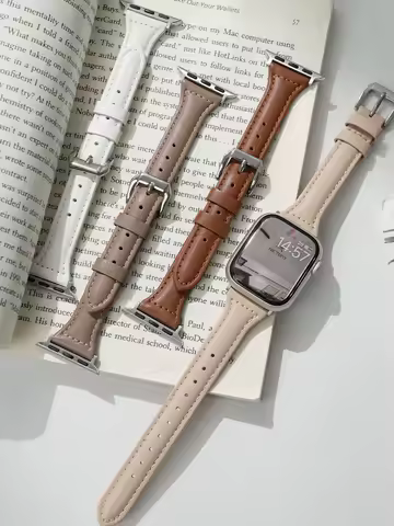Apple Watch 밴드 용 슬림 가죽 스트랩 44mm 40mm 41mm 42mm 38mm 49mm 44mm 팔찌 apple watch 8 45mm 밴드 Ultra 9 7 se 3 4 6