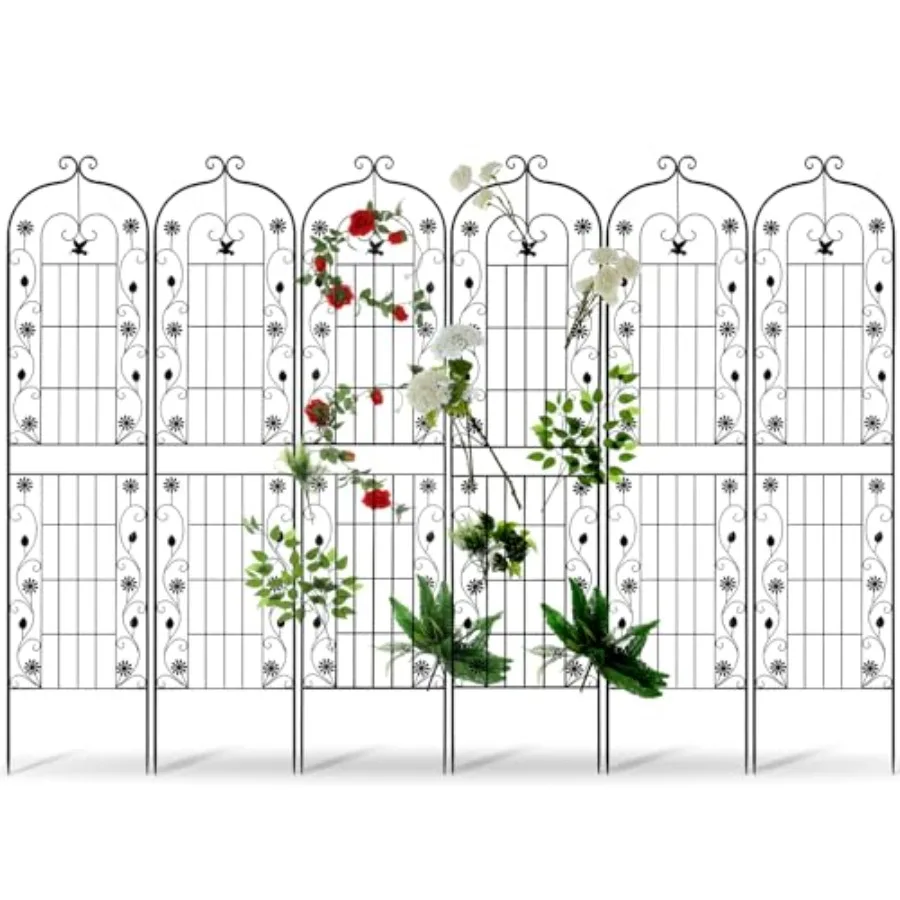 6 Pack 71x20in Rose Trellis for Climbing Plants Outdoor Heavy Duty Large Metal Garden Trellises with Decorative Rustproof Black
6 Pack 71x20in Rose Trellis for Climbing Plants Outdoor Heavy Duty Large Metal Garden Trellises with Decorative Rustproof Black