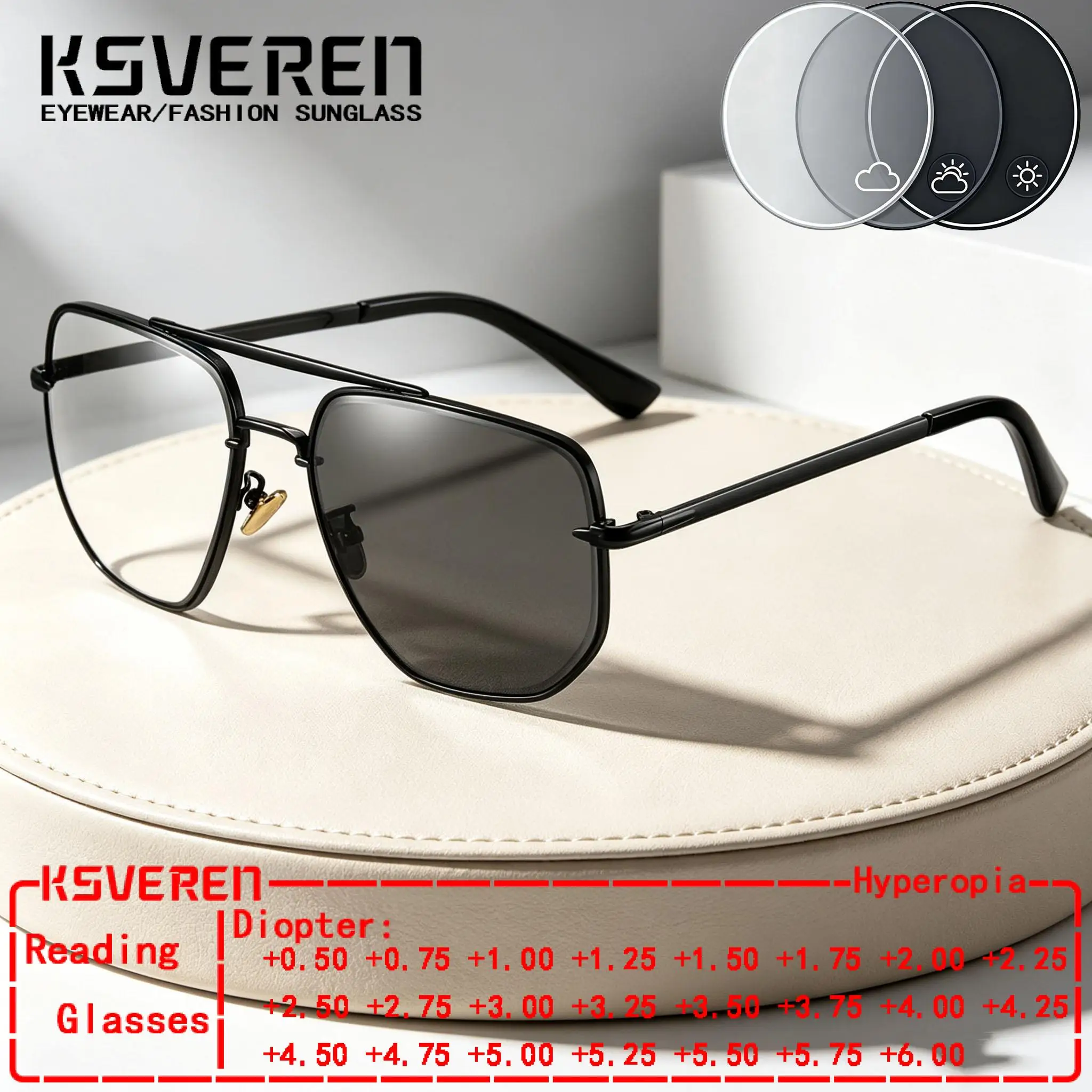 Designer Irregular Alloy Photochromic Reading Glasses Men Women Single Focus Presbyopic Eyewear Sun Discolour Prescription Lens
Designer Irregular Alloy Photochromic Reading Glasses Men Women Single Focus Presbyopic Eyewear Sun Discolour Prescription Lens