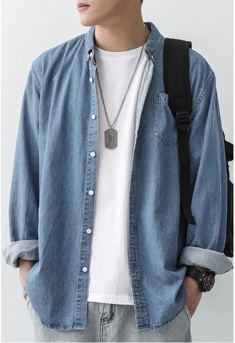 Denim Shirt Men's Button Cardigan Blue Turndown Collar Shirt Denim Jacket Men's Casual Top Hawaiian Shirt Thin Jacket
Denim Shirt Men's Button Cardigan Blue Turndown Collar Shirt Denim Jacket Men's Casual Top Hawaiian Shirt Thin Jacket