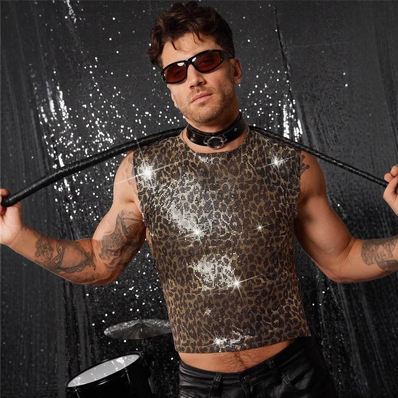 Sexy Metal Sequin Top Men's Slim Fit Leopard Print Vest for Nightclub Music Festival Cross-Border Fashion 25579
Sexy Metal Sequin Top Men's Slim Fit Leopard Print Vest for Nightclub Music Festival Cross-Border Fashion 25579