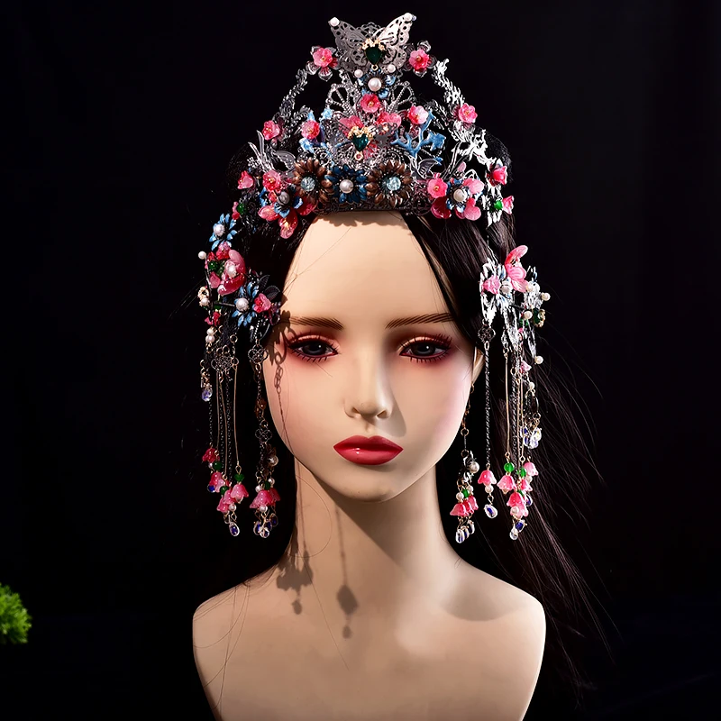 New Sweet Chinese Vintage Dark Black Plated Pink Blue Flower Hairwear Hair Accessories Ancient Hanfu Xiuhe Costume Headpiece
New Sweet Chinese Vintage Dark Black Plated Pink Blue Flower Hairwear Hair Accessories Ancient Hanfu Xiuhe Costume Headpiece