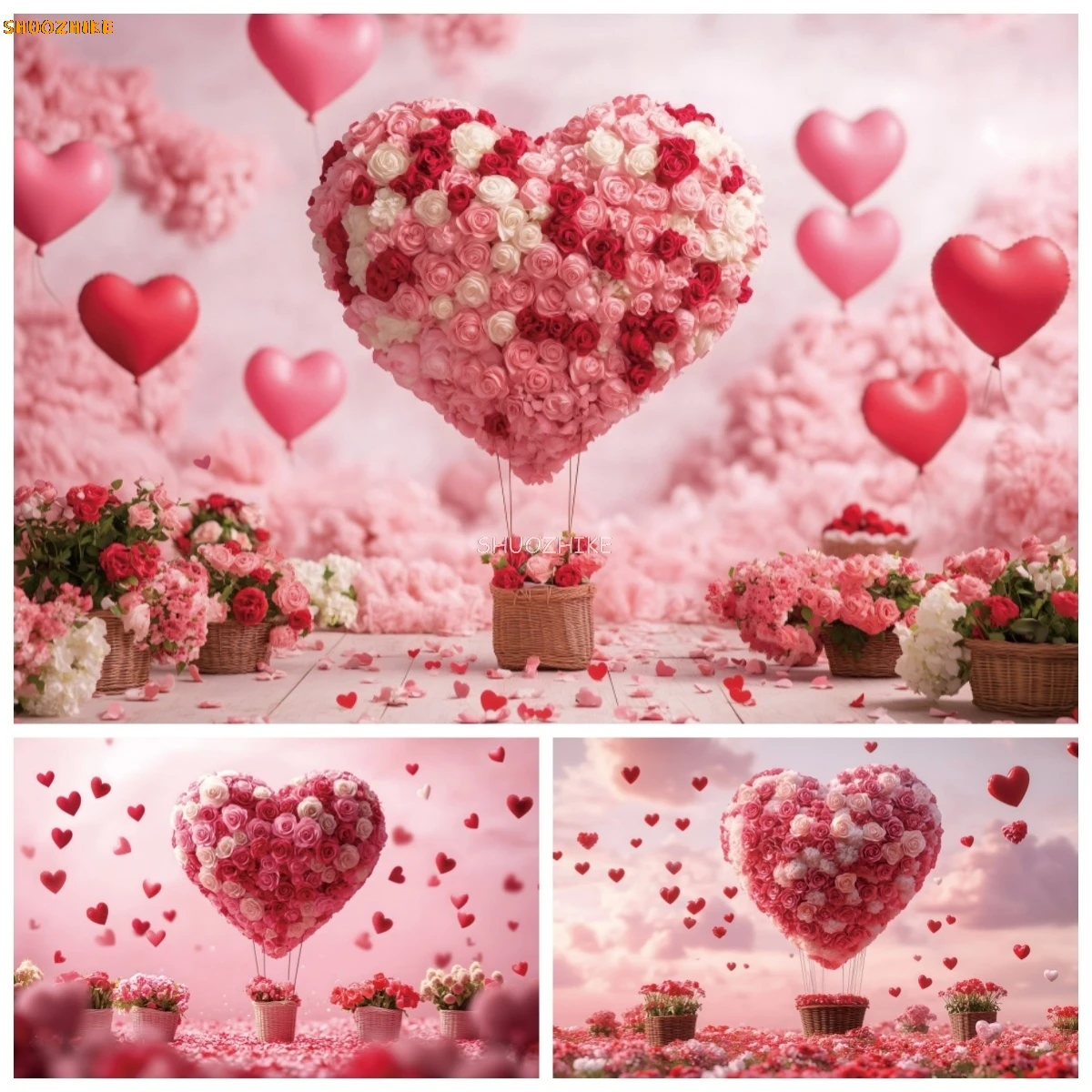 Valentine's Day Theme Photography Backdrop Romantic Flowers Love Hot Air Balloon AI Scene Wedding Party Decor Photo Background
Valentine's Day Theme Photography Backdrop Romantic Flowers Love Hot Air Balloon AI Scene Wedding Party Decor Photo Background