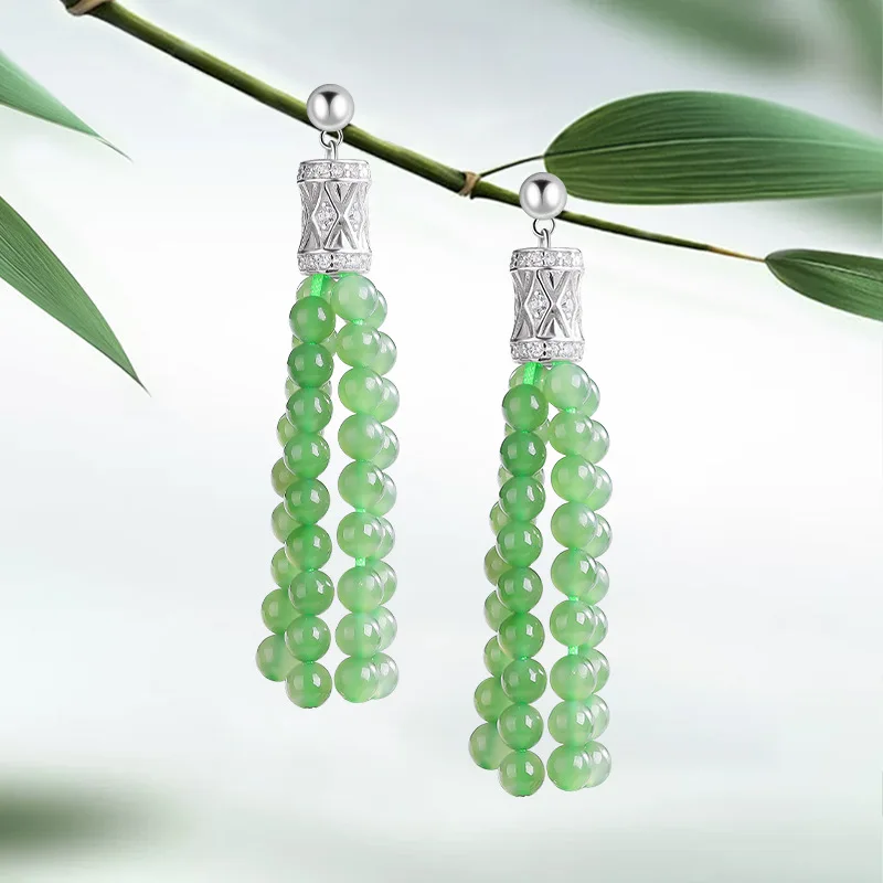 Серьги и подвески из натурального серебра S925 с цепочкой из яшмы и кисточками, элегантный женский стиль 
Серьги и подвески из натурального серебра S925 с цепочкой из яшмы и кисточками, элегантный женский стиль