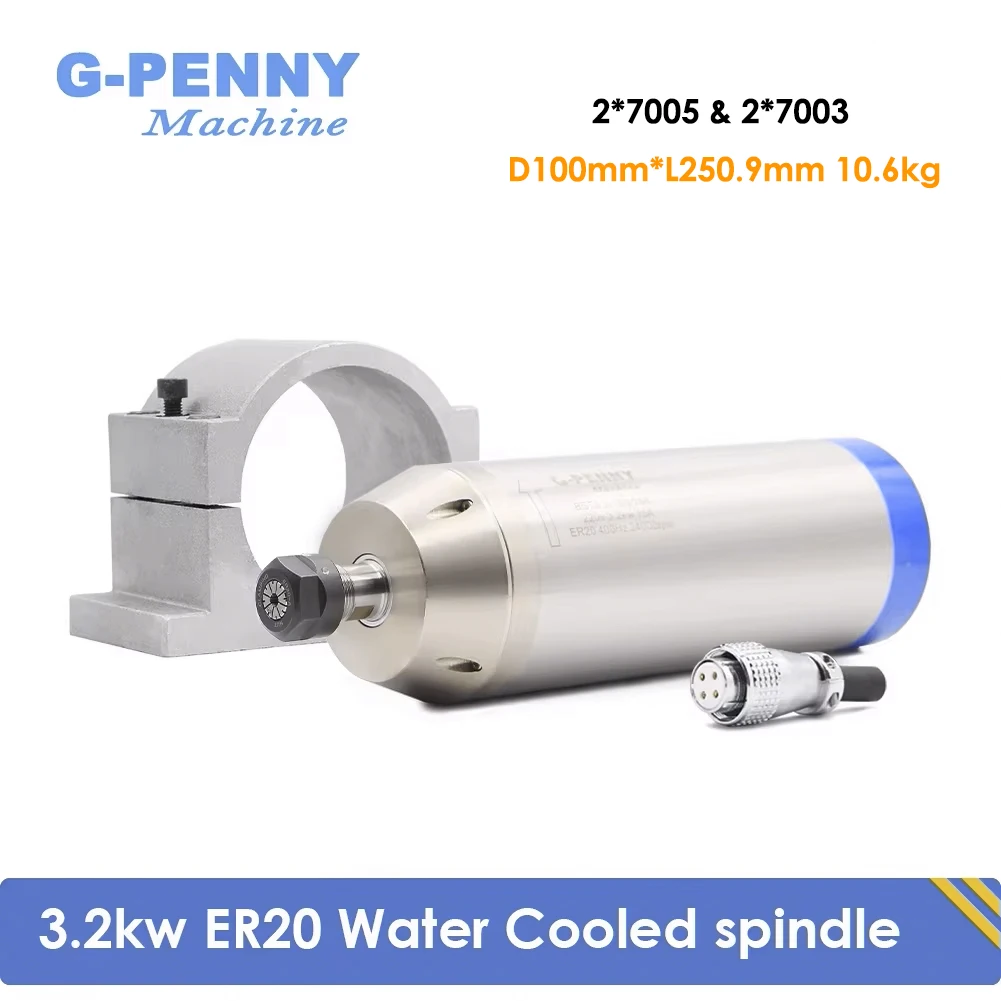 G-Penny 220 В/380 В 3,2 кВт ER20 Комплект шпинделя с водяным охлаждением 4 шт. Подшипники 100 мм Тип пули Точность 0,01 мм и кронштейн шпинделя 100 мм
G-Penny 220 В/380 В 3,2 кВт ER20 Комплект шпинделя с водяным охлаждением 4 шт. Подшипники 100 мм Тип пули Точность 0,01 мм и кронштейн шпинделя 100 мм