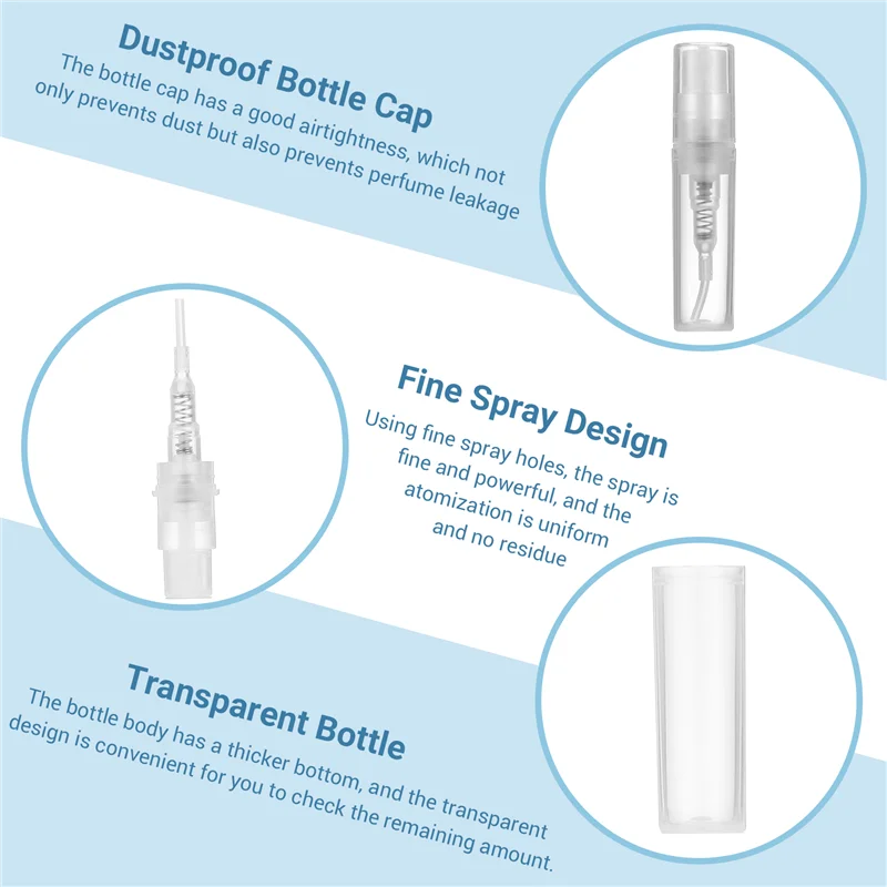 A24R Mini Transparent 2 ML Spray Plastic Bottle Spray Perfume Empty Sample Bottle Suitable For Travel Party 90Pcs
A24R Mini Transparent 2 ML Spray Plastic Bottle Spray Perfume Empty Sample Bottle Suitable For Travel Party 90Pcs