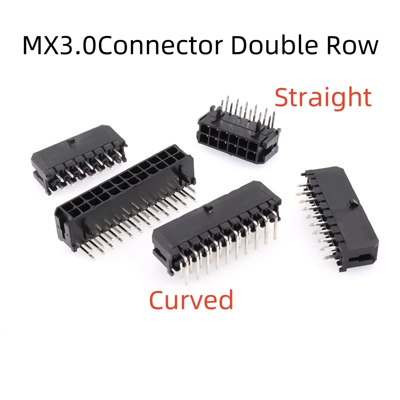 5PCS Micro-Fit MX3.0 3.0mm Pitch Connector Double row Straight/Curved needle Connector 2/4/6/8-24Pin Black Automotive Conenctor
5PCS Micro-Fit MX3.0 3.0mm Pitch Connector Double row Straight/Curved needle Connector 2/4/6/8-24Pin Black Automotive Conenctor