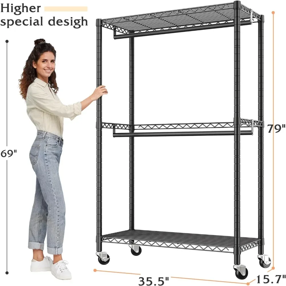 A rolling metal hat rack for hanging clothes, Heavy duty wheeled clothes hanger,with a hanger with 2 racks
A rolling metal hat rack for hanging clothes, Heavy duty wheeled clothes hanger,with a hanger with 2 racks