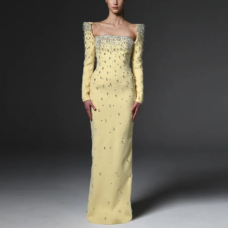 European and American Fashion Long Skirt Dress 2026 New Square Collar Heavy Industry Beads Long Dress
European and American Fashion Long Skirt Dress 2026 New Square Collar Heavy Industry Beads Long Dress