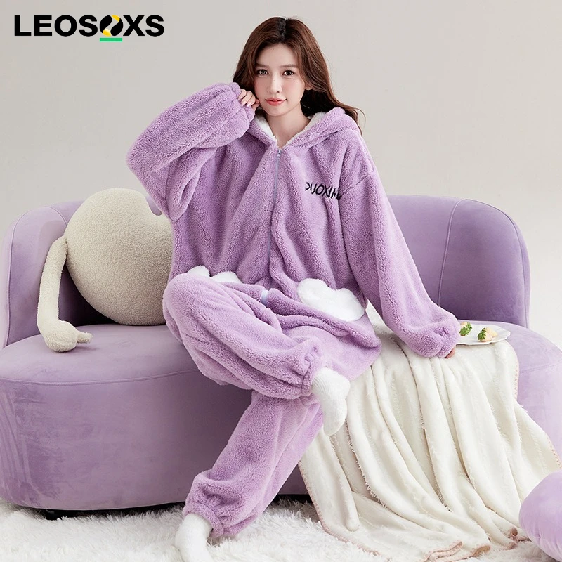 Women's Cute Little Rabbit Conjoined Pajamas Home Clothes Girl's Warm Homewear Set Hooded Coral Fleece Nightgown Autumn Winter
Women's Cute Little Rabbit Conjoined Pajamas Home Clothes Girl's Warm Homewear Set Hooded Coral Fleece Nightgown Autumn Winter