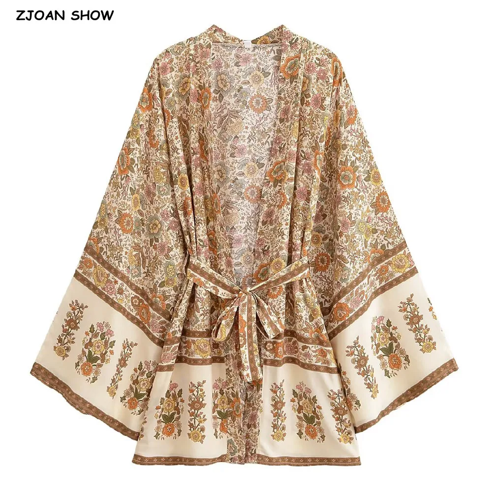 2025 BOHO Women Khaki Flower Print Kimono Shirt Holiday Tide Bow Sashes Mid Long Cardigan Summer Blouse Beach Cape
2025 BOHO Women Khaki Flower Print Kimono Shirt Holiday Tide Bow Sashes Mid Long Cardigan Summer Blouse Beach Cape