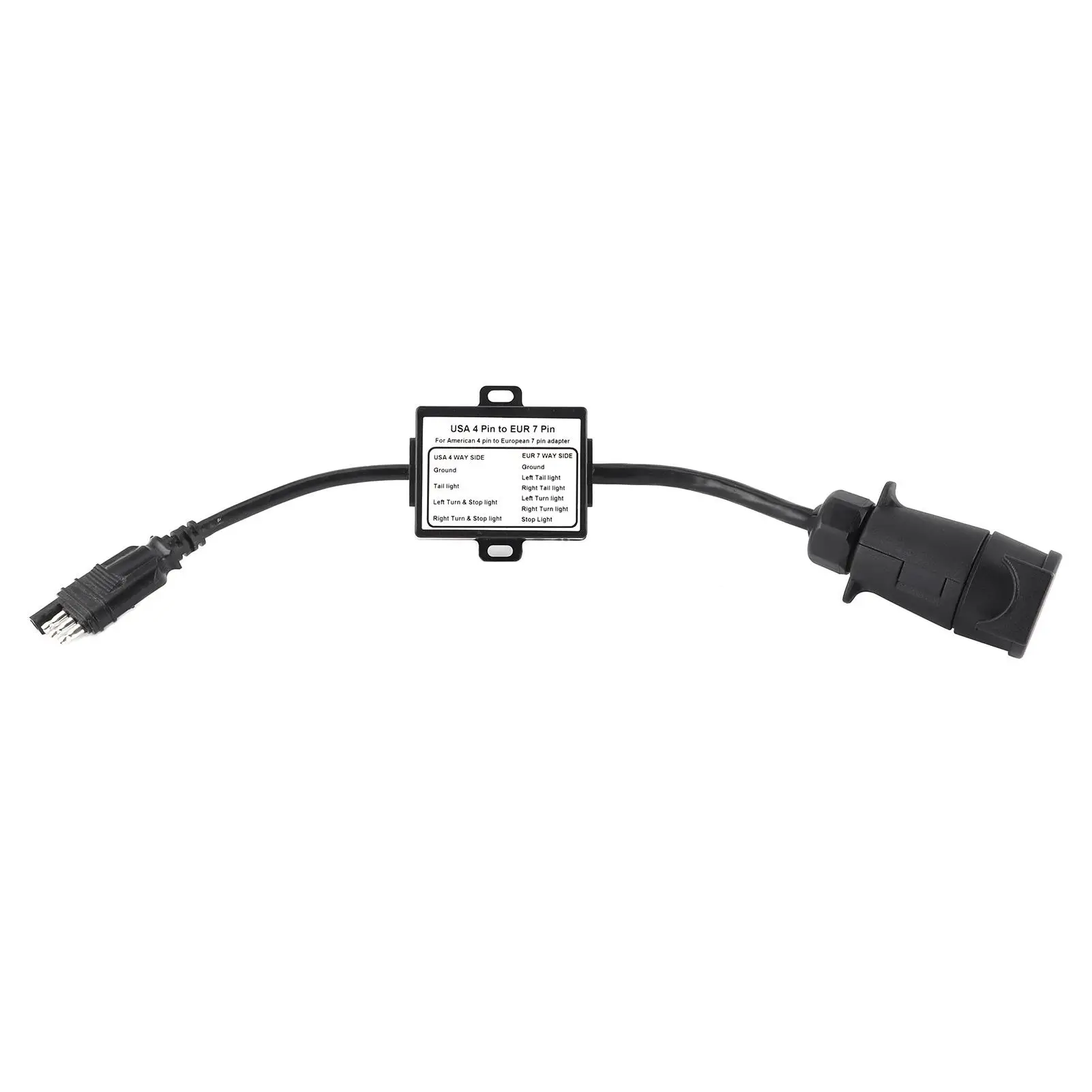 4-Way Flat to 7-Way Round Trailer Connector Converter - US to Europe Vehicle Adapter
4-Way Flat to 7-Way Round Trailer Connector Converter - US to Europe Vehicle Adapter