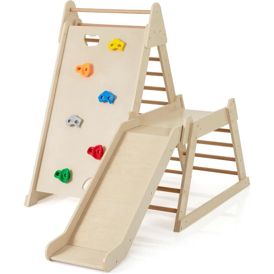 Детская игровая площадка для малышей: деревянный скалодром с удлиненной горкой и игровой комплекс для лазания
Детская игровая площадка для малышей: деревянный скалодром с удлиненной горкой и игровой комплекс для лазания