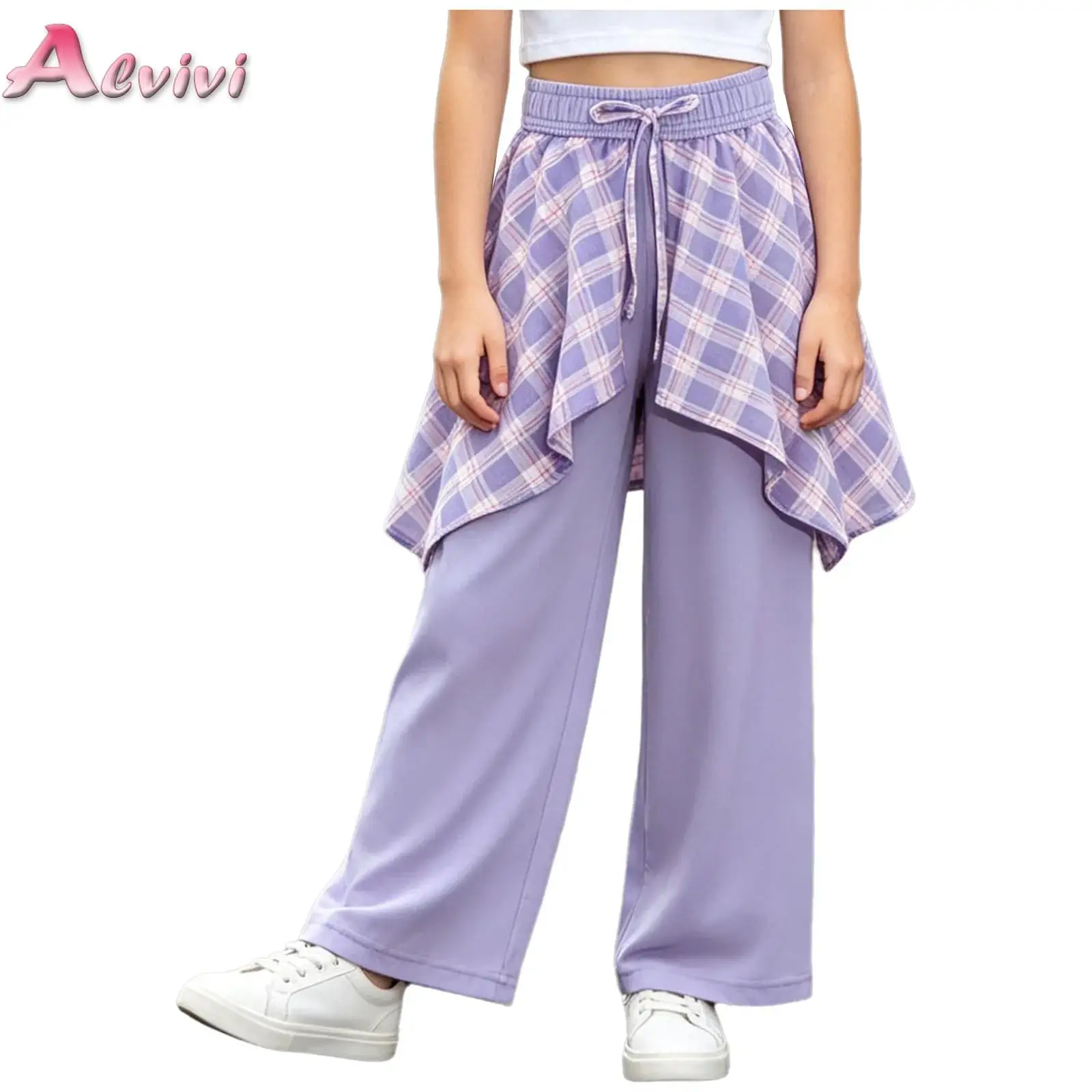 Kids Teen Girls Ice Silk Trousers Plaid Skirt Overlay Design Fake Two-piece Style Wide-leg Pants for Casual Daily Street Wear
Kids Teen Girls Ice Silk Trousers Plaid Skirt Overlay Design Fake Two-piece Style Wide-leg Pants for Casual Daily Street Wear