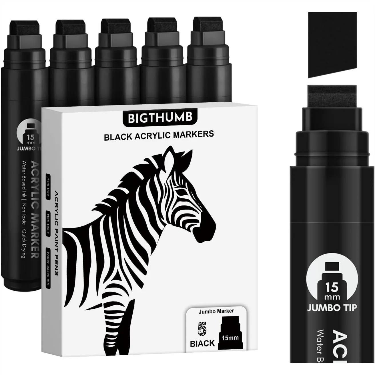 Black Poster Markers Jumbo 5 Pcs 15mm Wide Tip Thick Acrylic Paint Pen Large Permanent Calligraphy Markers For Rock Painting Stone Poster Canvas Glass Wood Ceramic
Black Poster Markers Jumbo 5 Pcs 15mm Wide Tip Thick Acrylic Paint Pen Large Permanent Calligraphy Markers For Rock Painting Stone Poster Canvas Glass Wood Ceramic