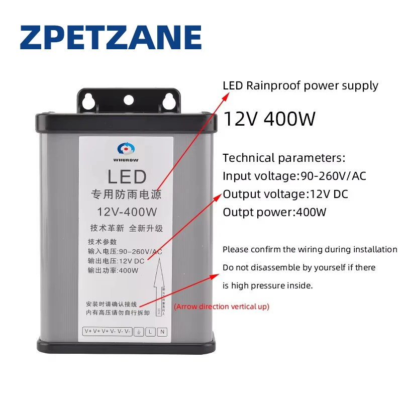 12V 400W Rainproof Switch Power Supply F-400-12 Outdoor LED Advertising Sign Luminous Word Drive Transformer Voltage Stabilizer
12V 400W Rainproof Switch Power Supply F-400-12 Outdoor LED Advertising Sign Luminous Word Drive Transformer Voltage Stabilizer
