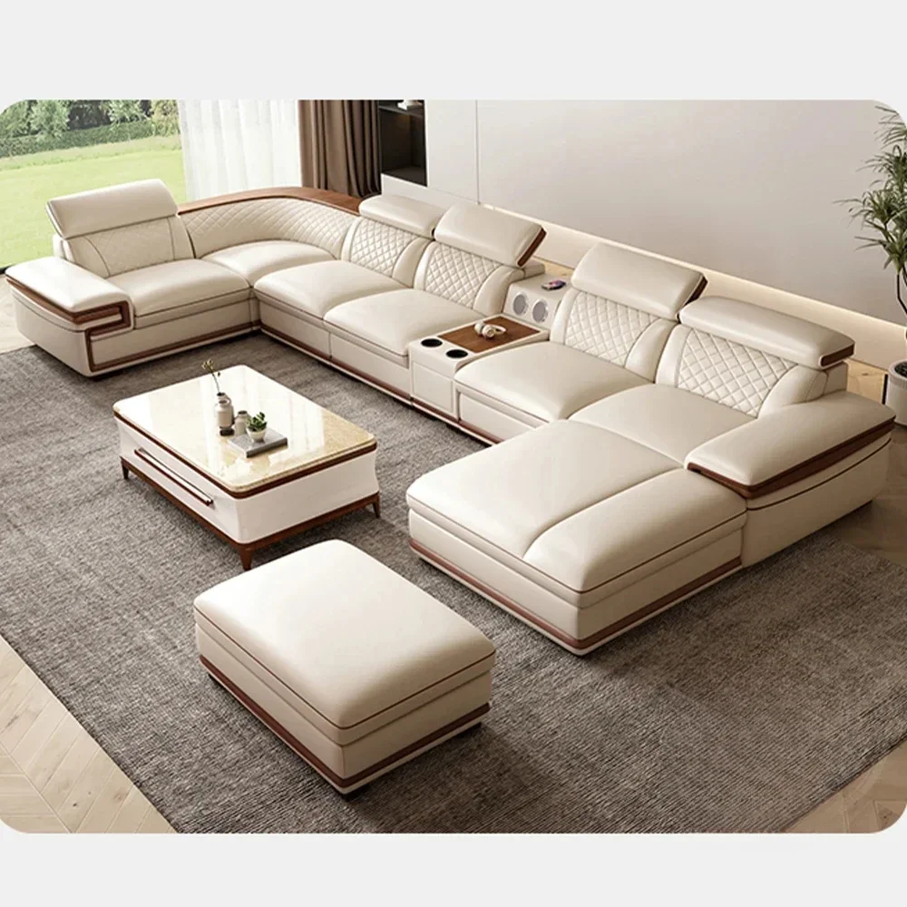Premium Italian Genuine Leather Sofa Set for Living Room with Adjustable Headrests, Bluetooth Speaker, Wireless Charge
Premium Italian Genuine Leather Sofa Set for Living Room with Adjustable Headrests, Bluetooth Speaker, Wireless Charge