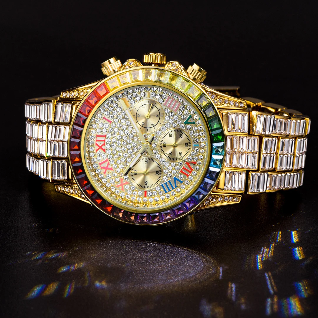 Мужские кварцевые часы с хронографом, водонепроницаемые роскошные часы с радужными бриллиантами Iced Out для мужчин, подарок, дропшиппинг uhren for herren
Мужские кварцевые часы с хронографом, водонепроницаемые роскошные часы с радужными бриллиантами Iced Out для мужчин, подарок, дропшиппинг uhren for herren