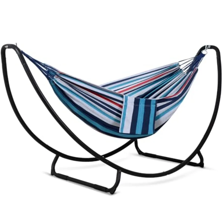 2 Person Hammock with Stand for Outdoor Patio Use, Polyester Fabric, Blue and Red, Space-Saving Free-Standing Design with Inclu
2 Person Hammock with Stand for Outdoor Patio Use, Polyester Fabric, Blue and Red, Space-Saving Free-Standing Design with Inclu