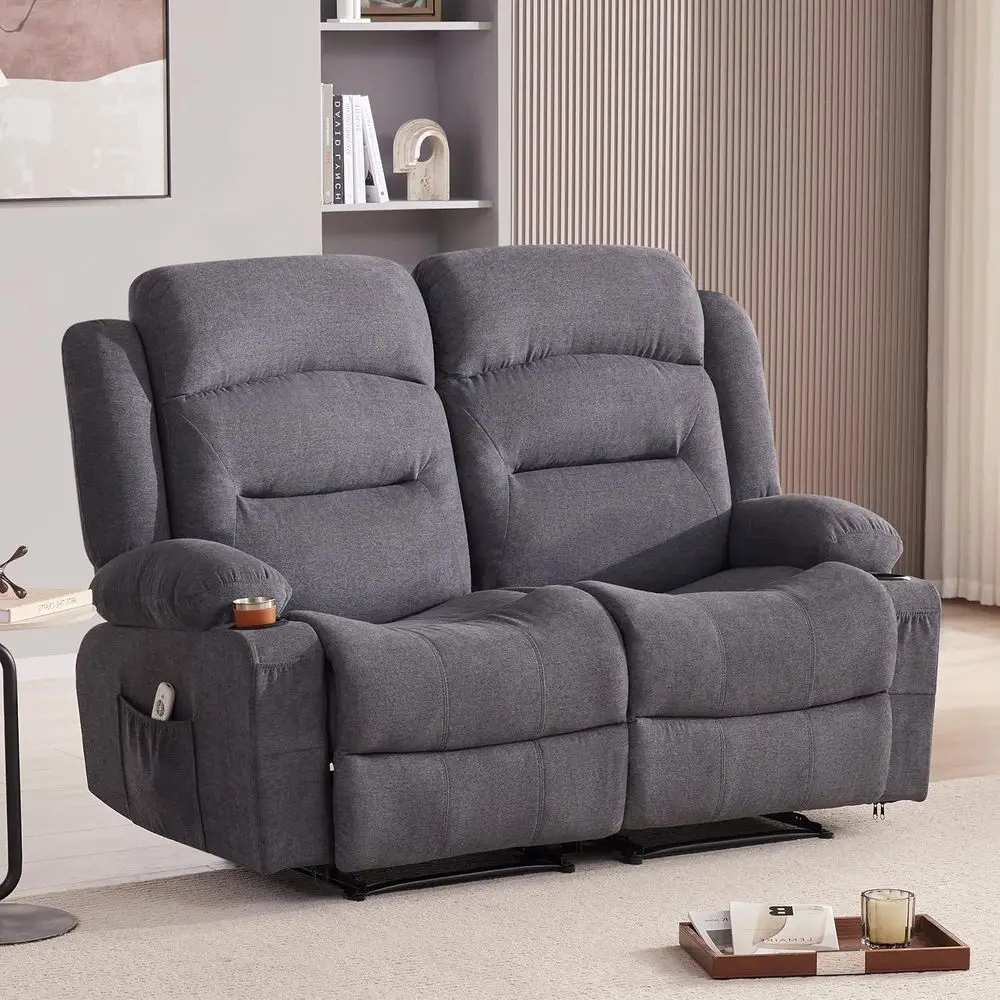 Extra-Large 2-Person Recliner Sofa with Heat, Massage, Cup Holders, and USB Ports, Grey Fabric
Extra-Large 2-Person Recliner Sofa with Heat, Massage, Cup Holders, and USB Ports, Grey Fabric