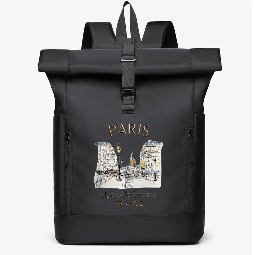 Waterproof Durable Outdoor Backpack Roll Top Fashion Casual backpacks 90s T Shirt Paris Print Travel Men Women Daily Commute
Waterproof Durable Outdoor Backpack Roll Top Fashion Casual backpacks 90s T Shirt Paris Print Travel Men Women Daily Commute