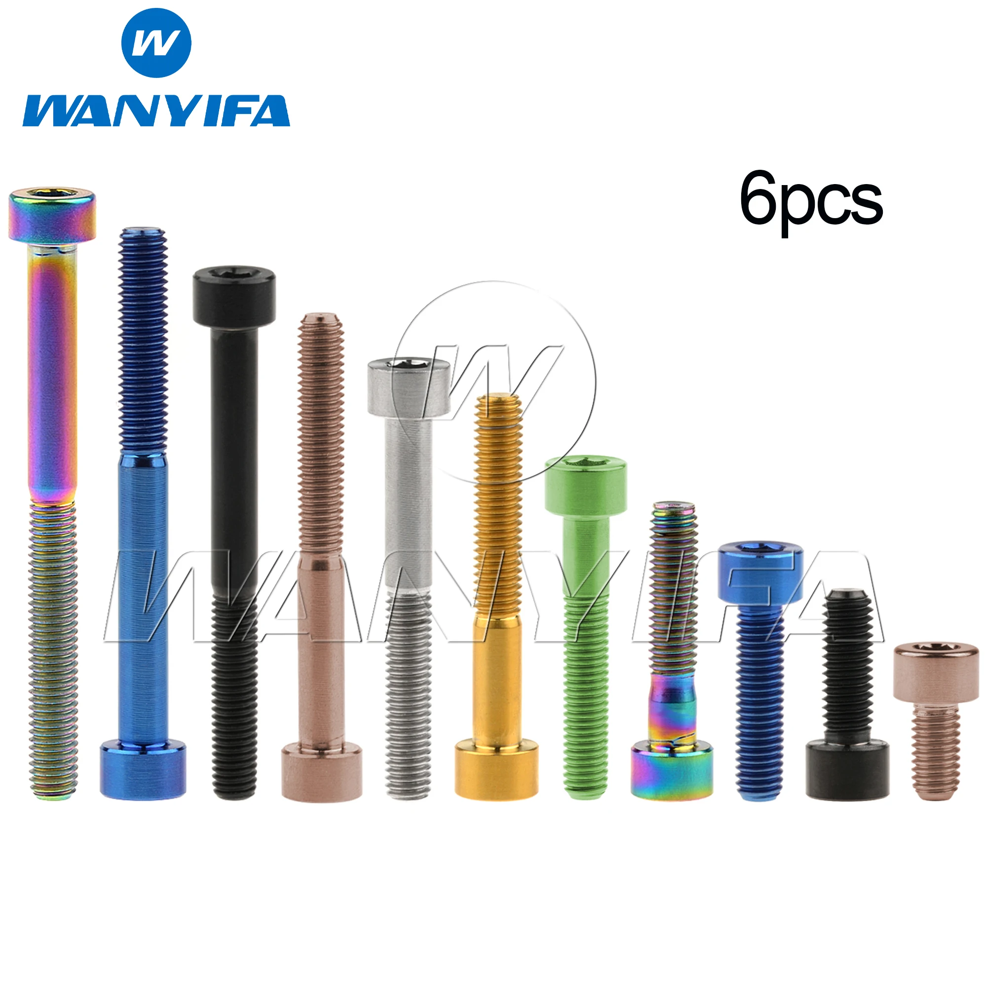 Wanyifa 6pcs Titanium Bolts M5x10 12 16 18 20 23 25 30 35 40 45 50 55 60mm DIN912 Cap Hex Head Screws for MTB Road Bicycle Parts
Wanyifa 6pcs Titanium Bolts M5x10 12 16 18 20 23 25 30 35 40 45 50 55 60mm DIN912 Cap Hex Head Screws for MTB Road Bicycle Parts