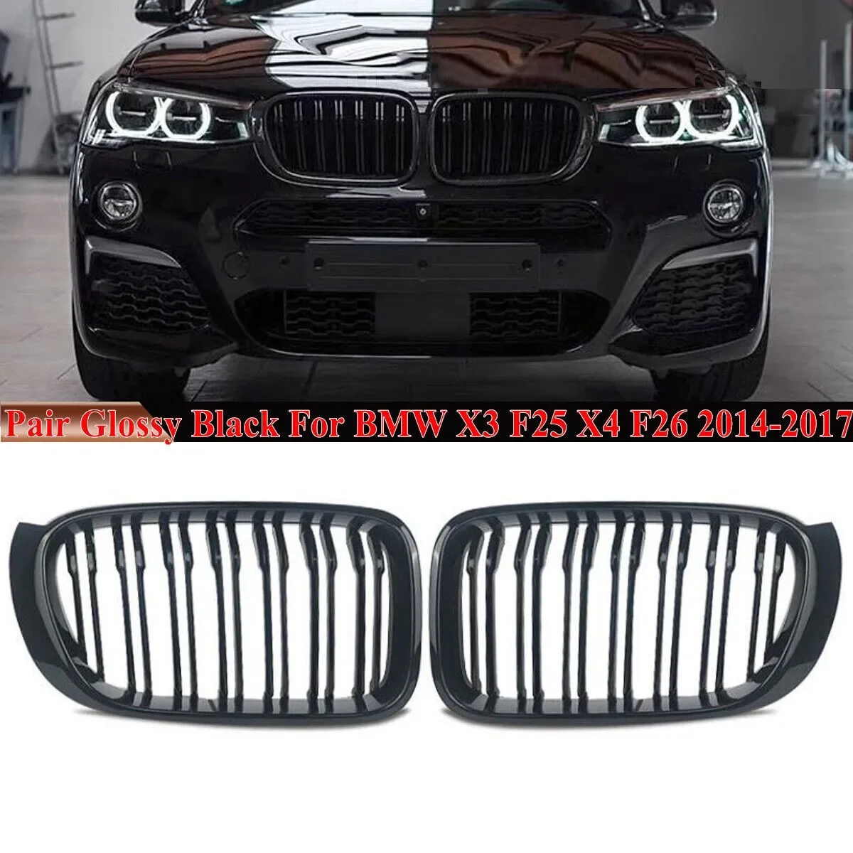 1 пара передней решетки автомобиля в стиле M, двойная решетка, глянцевая черная замена 51117338571 для BMW X3 X4 F25 F26 2014 ~ 2017
1 пара передней решетки автомобиля в стиле M, двойная решетка, глянцевая черная замена 51117338571 для BMW X3 X4 F25 F26 2014 ~ 2017