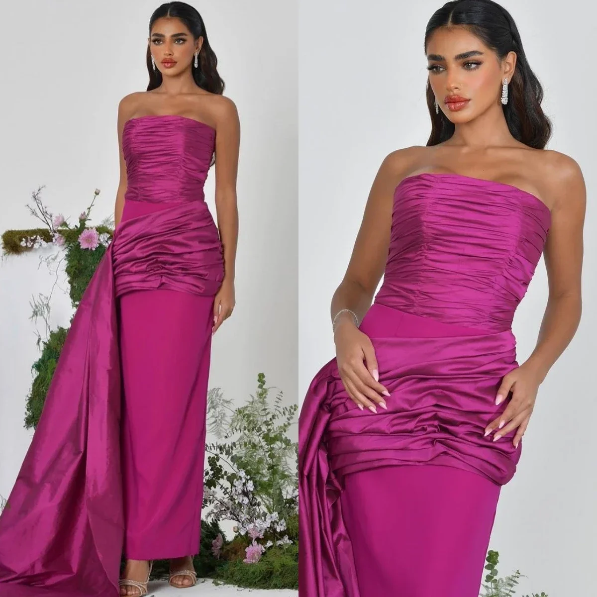 Customized Prom Dresses Simple Strapless Sheath Celebrity Flowers Sequin Satin Occasion Evening Gown Birthday Dress for Women Lu
Customized Prom Dresses Simple Strapless Sheath Celebrity Flowers Sequin Satin Occasion Evening Gown Birthday Dress for Women Lu
