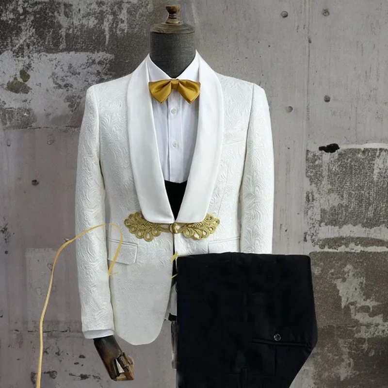 White Floral Wedding Suits For Men 3 Pieces Smoking Groom Tuxedos Jacket Male Fashion Wear Terno Party Suits
White Floral Wedding Suits For Men 3 Pieces Smoking Groom Tuxedos Jacket Male Fashion Wear Terno Party Suits