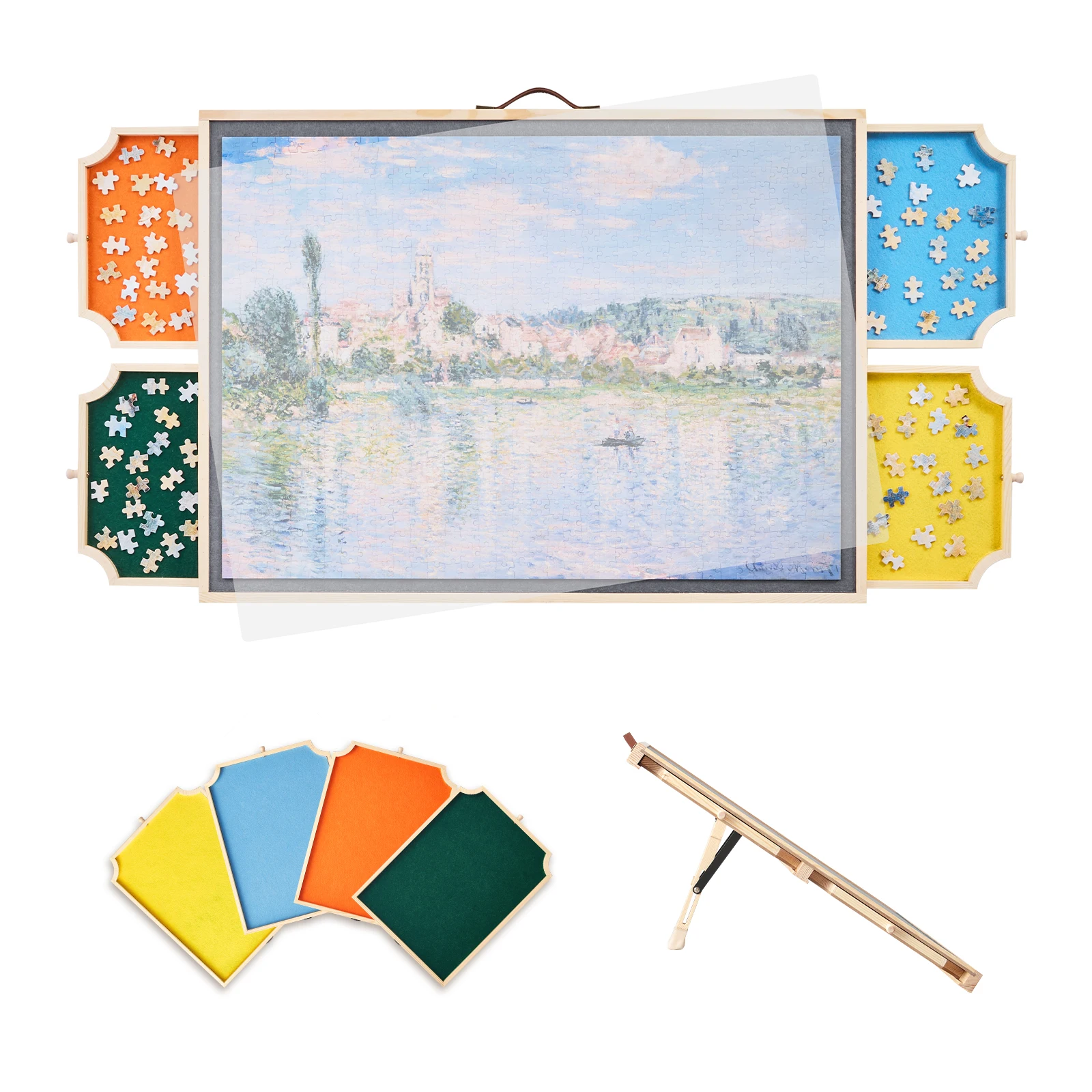 SucceBuy 1000 Piece Puzzle Board with 4 Colorful Felt Drawers Wooden Table Adjustable 2-Tilting-Angle Jigsaw Puzzle Accessories
SucceBuy 1000 Piece Puzzle Board with 4 Colorful Felt Drawers Wooden Table Adjustable 2-Tilting-Angle Jigsaw Puzzle Accessories