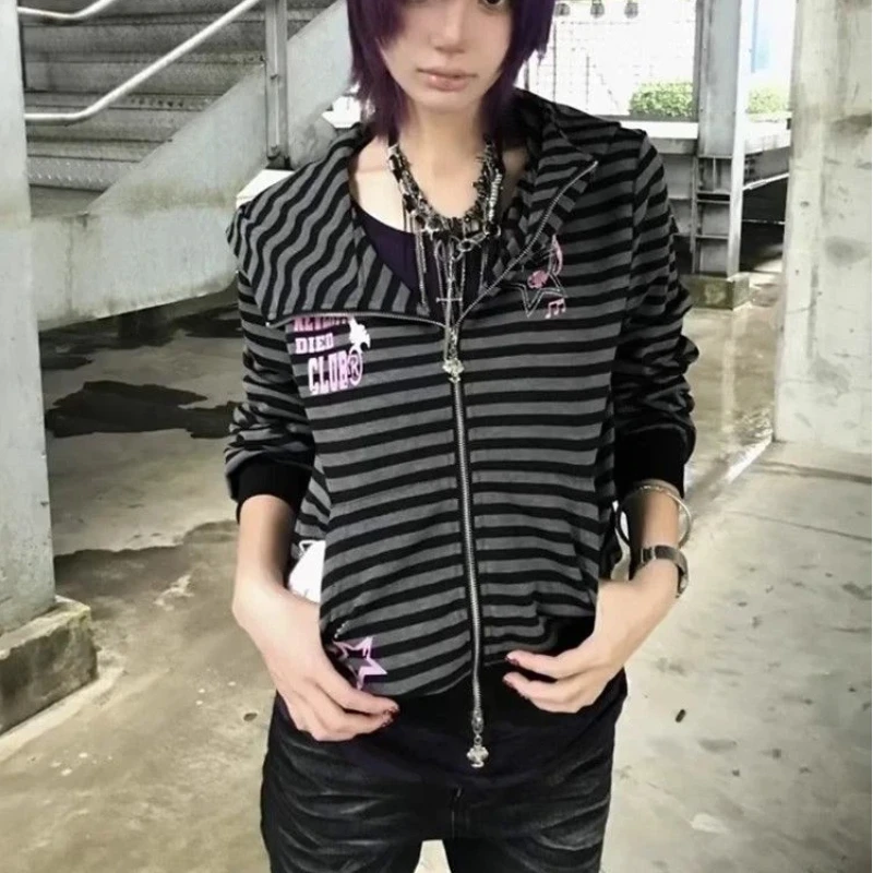 Subculture Harajuku полосатые куртки с капюшоном женские повседневные Y2k с длинным рукавом тонкие панк 2000-х годов японские винтажные толстовки пальто
Subculture Harajuku полосатые куртки с капюшоном женские повседневные Y2k с длинным рукавом тонкие панк 2000-х годов японские винтажные толстовки пальто