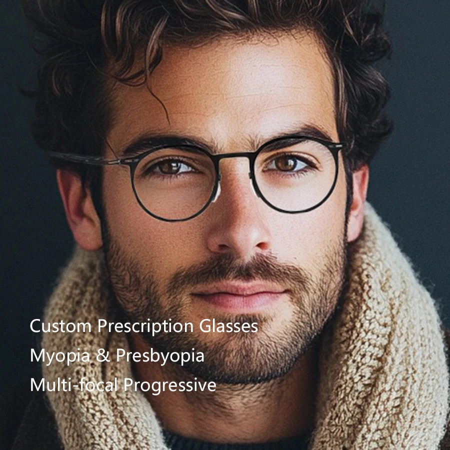Custom Prescription Glasses Men Retro Round Metal Frame Photochromic Anti-Blue Light Myopia Lens Progressive Eyeglasses 
Custom Prescription Glasses Men Retro Round Metal Frame Photochromic Anti-Blue Light Myopia Lens Progressive Eyeglasses