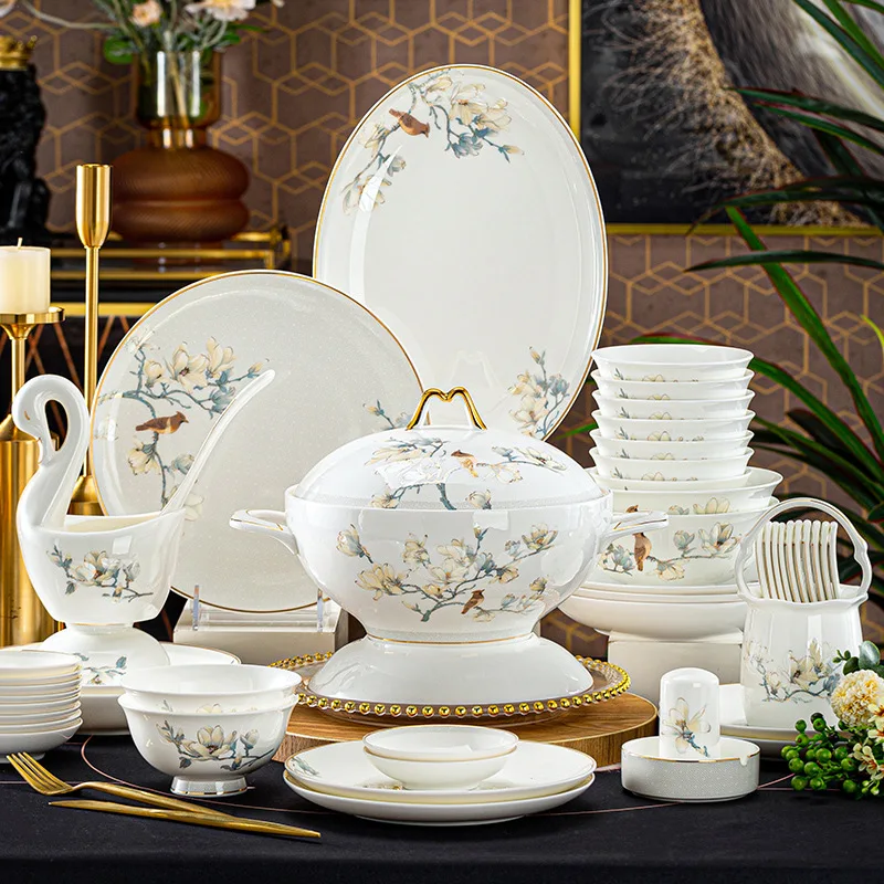 Jingdezhen bone china bowl and dish set household high-end Chinese gold-painted rice bowl wedding housewarming gift purchase tab
Jingdezhen bone china bowl and dish set household high-end Chinese gold-painted rice bowl wedding housewarming gift purchase tab