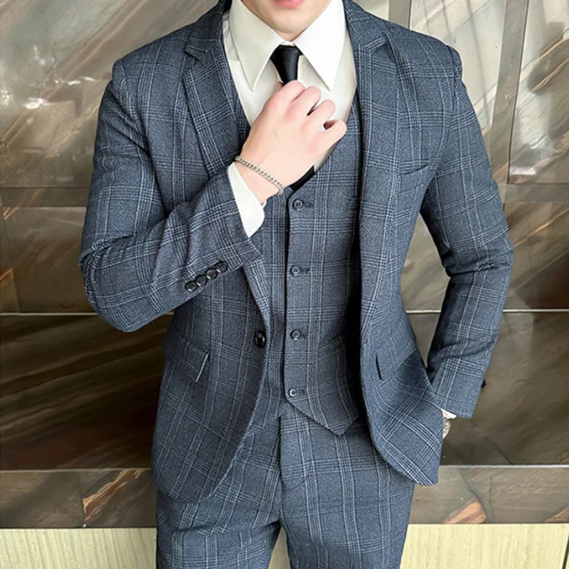 (Suit + Vest + Trousers) Quality Suit Suit Male Three-piece Korean Version of Fashion Handsome Slim Business Casual Wedding Suit
(Suit + Vest + Trousers) Quality Suit Suit Male Three-piece Korean Version of Fashion Handsome Slim Business Casual Wedding Suit
