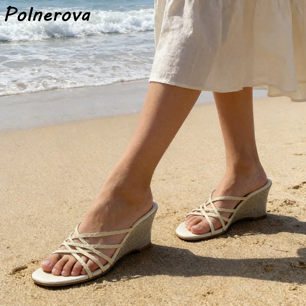 White Crisscross Strap Wedge Sandals Women Open Toe Backless Slip On Casual Shoes Narrow Band Summer Leisure Outdoor Shoes
White Crisscross Strap Wedge Sandals Women Open Toe Backless Slip On Casual Shoes Narrow Band Summer Leisure Outdoor Shoes