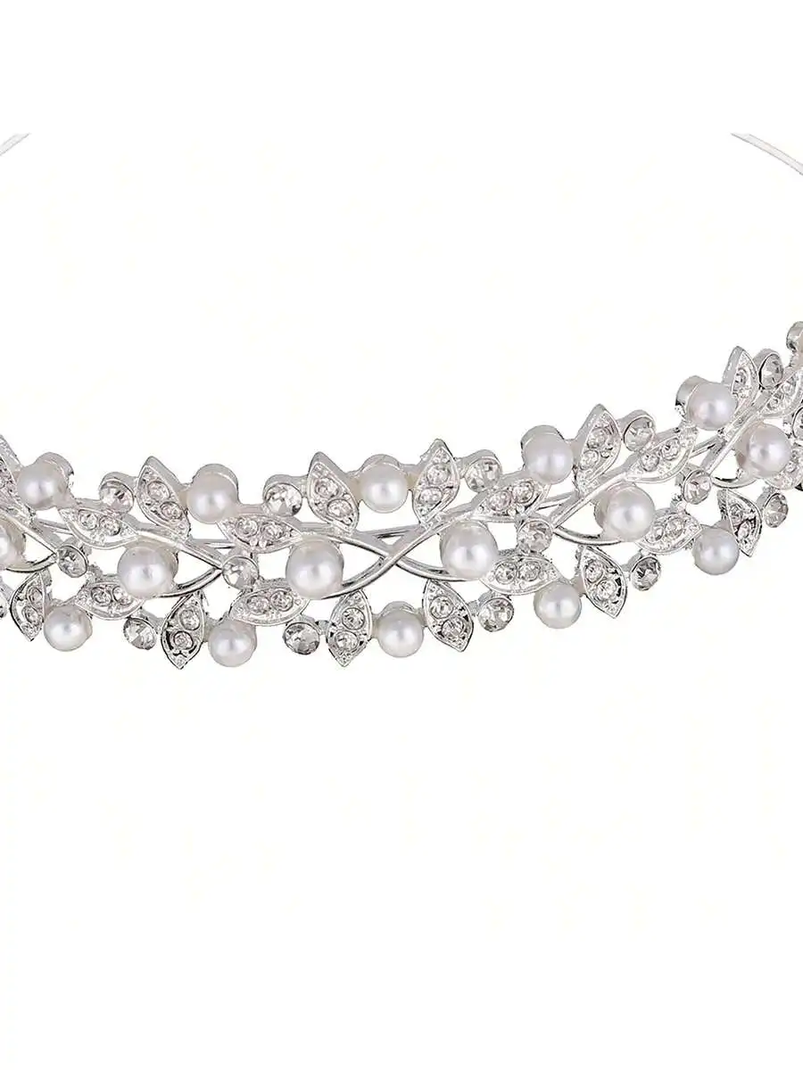Delicate Alloy Leaf-Design Hairband With Faux Pearls And Rhinestones For Bridal Wedding Party Accessories
Delicate Alloy Leaf-Design Hairband With Faux Pearls And Rhinestones For Bridal Wedding Party Accessories