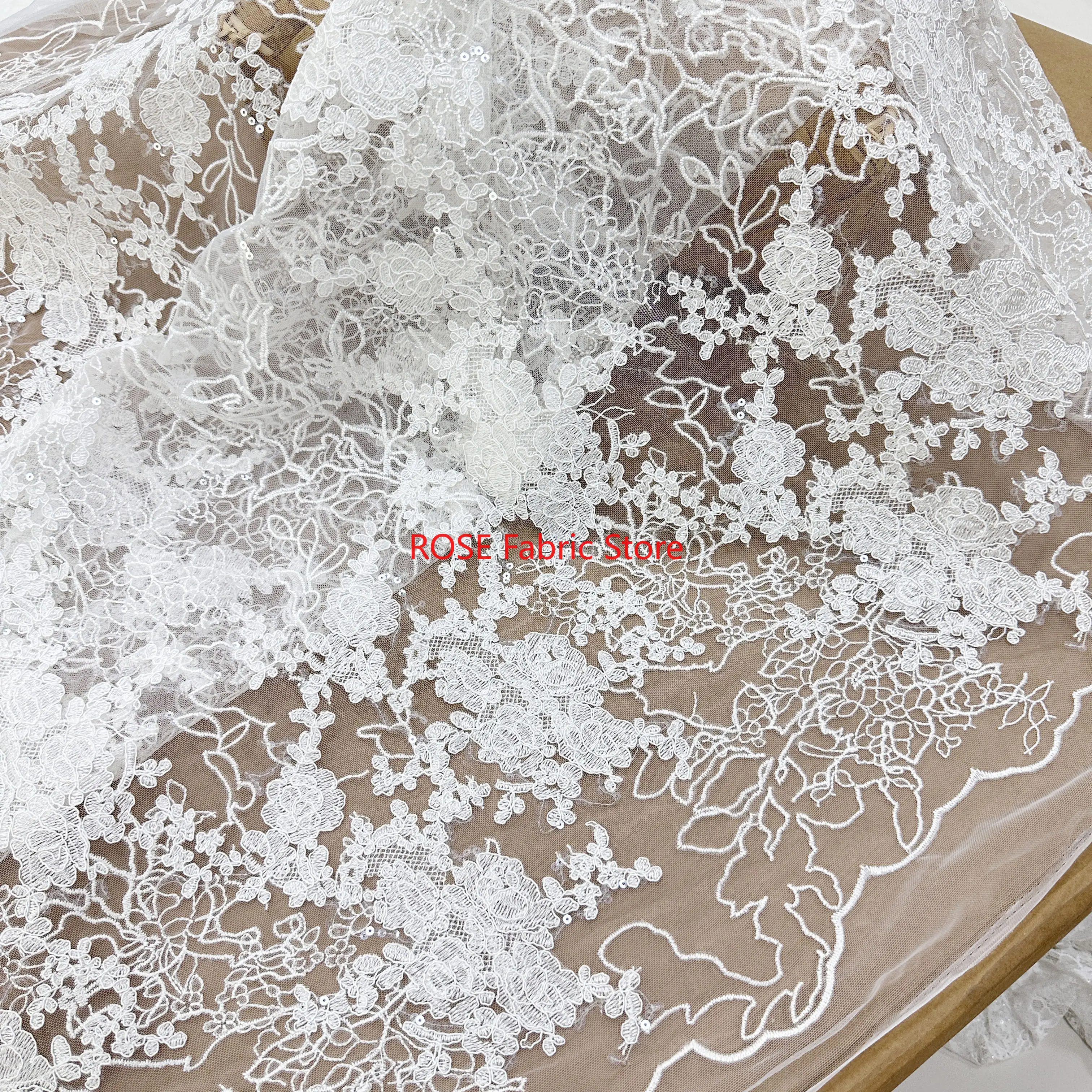 Formal Embroidery Sequins Lace Fabric Haute Couture Bridal Wear Cording Lace Tulle Mesh Wedding Lace Material
Formal Embroidery Sequins Lace Fabric Haute Couture Bridal Wear Cording Lace Tulle Mesh Wedding Lace Material
