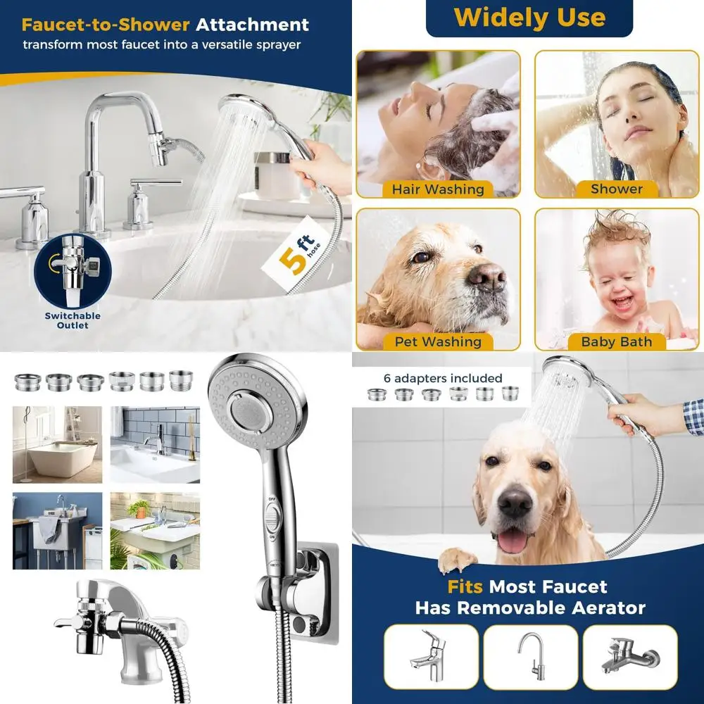 Adjustable Shower Head with Hose for Sink and Tub, Sprayer for Pet Wash, Bathing, and Cleaning, Extendable Nozzle for Home and G
Adjustable Shower Head with Hose for Sink and Tub, Sprayer for Pet Wash, Bathing, and Cleaning, Extendable Nozzle for Home and G