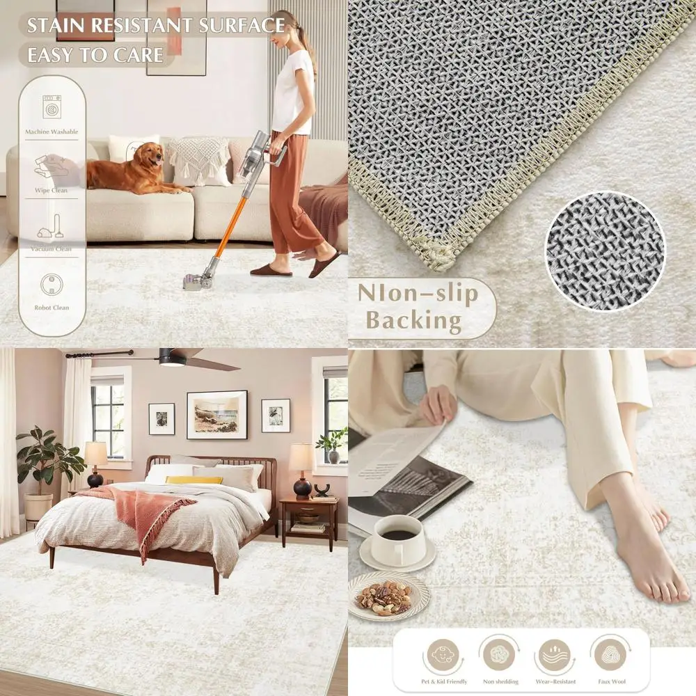 Ivory 6x9 Bohemian Moroccan Area Rug - Large Washable Distressed Living Room Carpet for Home Decor
Ivory 6x9 Bohemian Moroccan Area Rug - Large Washable Distressed Living Room Carpet for Home Decor