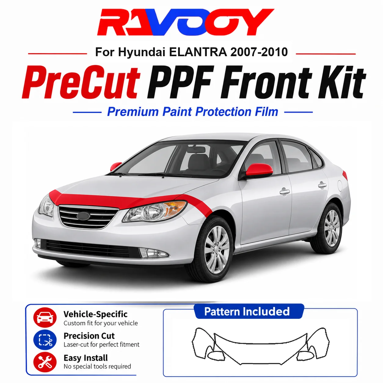8.5mil TPU Precut PPF Kit For Hyundai ELANTRA 2007-2010 - Hood, Fenders & Mirror Set - Self-Healing Clear Bra Film
8.5mil TPU Precut PPF Kit For Hyundai ELANTRA 2007-2010 - Hood, Fenders & Mirror Set - Self-Healing Clear Bra Film