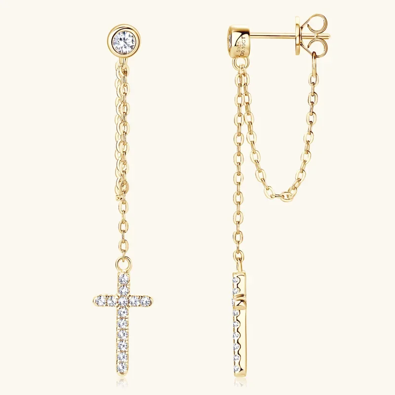 Cross 925 Sterling Silver 18K Gold Round Cut 1.3MM Moissanite Diamond Drop Earrings Party For Women Fine Jewelry Gift
Cross 925 Sterling Silver 18K Gold Round Cut 1.3MM Moissanite Diamond Drop Earrings Party For Women Fine Jewelry Gift