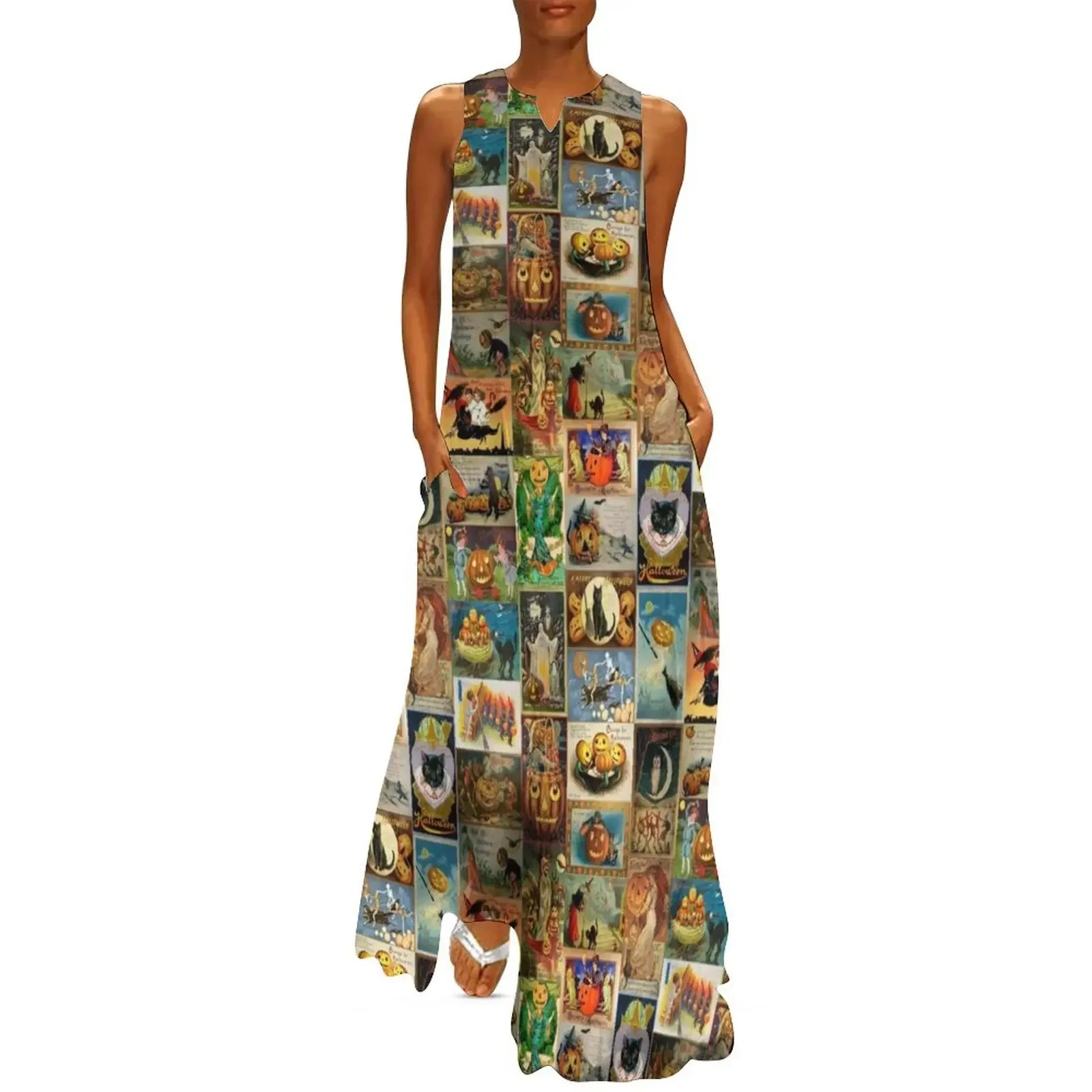 Vintage Halloween Greeting Card Collage Long Dress evening dress women Elegant gown summer dress for women 2025
Vintage Halloween Greeting Card Collage Long Dress evening dress women Elegant gown summer dress for women 2025