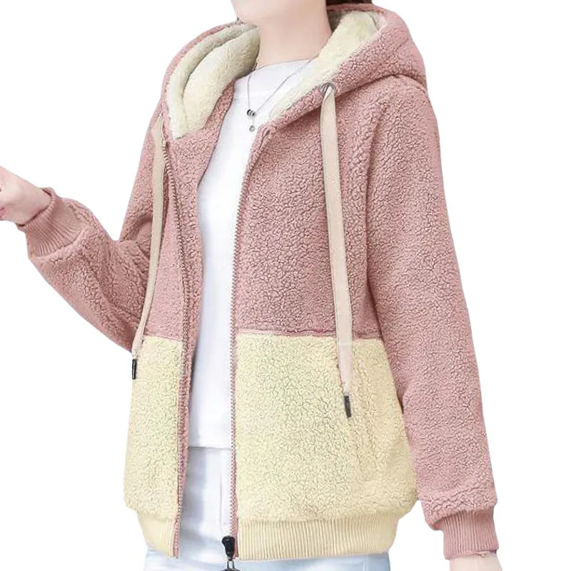 Young Lady Winter Embroidered Letter Hoodie Zipper Lamb Wool Splicing Color Contrast Women Sweatshirt Fit Fashion Pullover 2022
Young Lady Winter Embroidered Letter Hoodie Zipper Lamb Wool Splicing Color Contrast Women Sweatshirt Fit Fashion Pullover 2022