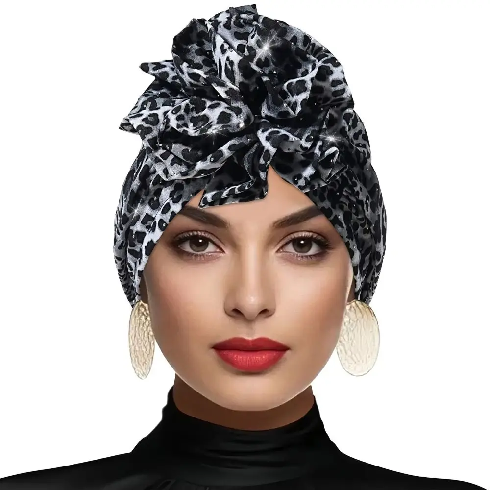 New Leopard Print Diamonds Turban Front Knot Elastic Floral Beanie Pre Tied Elegant Head Wrap Women
New Leopard Print Diamonds Turban Front Knot Elastic Floral Beanie Pre Tied Elegant Head Wrap Women