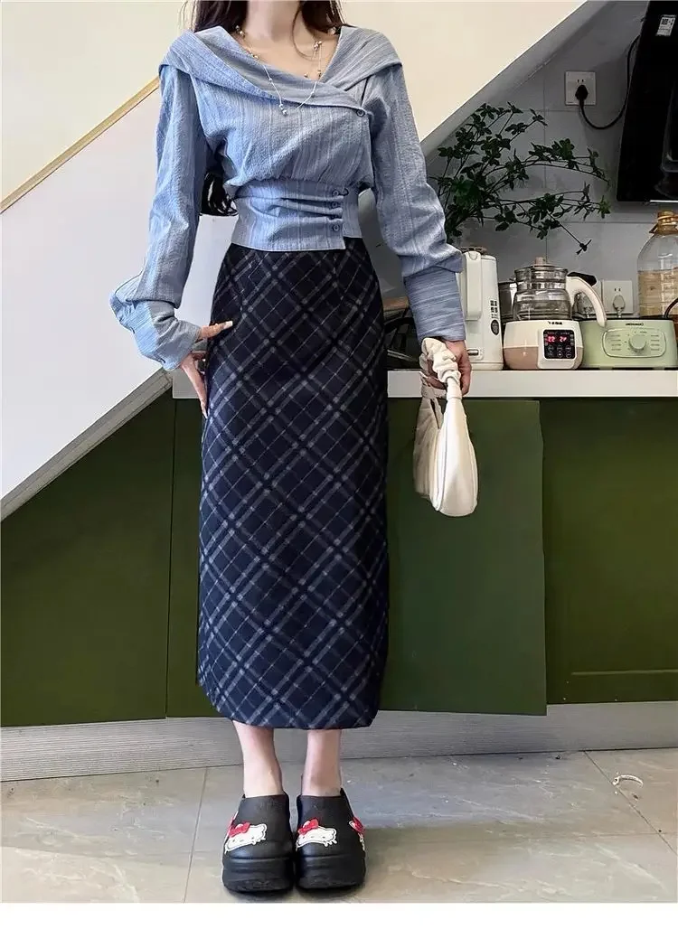 Spring and Autumn Waist-cinching Korean Shirts 2025 New Design Blue Tops Women's
Spring and Autumn Waist-cinching Korean Shirts 2025 New Design Blue Tops Women's