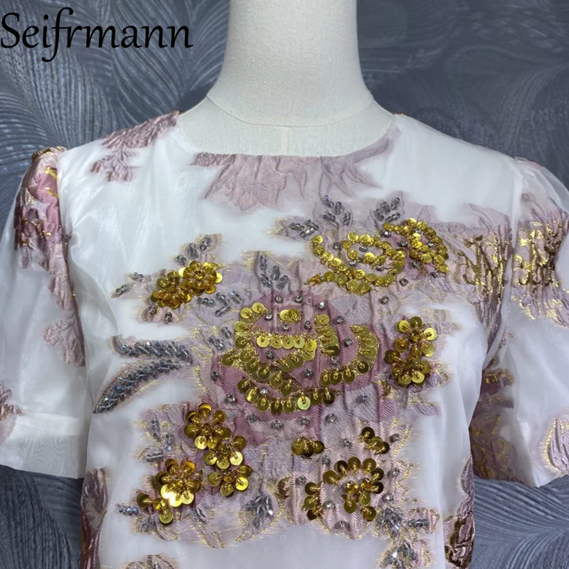 Seifrmann 2026 summer women's new fashionable round neck short sleeved nail bead jacquard waist cinching dress
Seifrmann 2026 summer women's new fashionable round neck short sleeved nail bead jacquard waist cinching dress