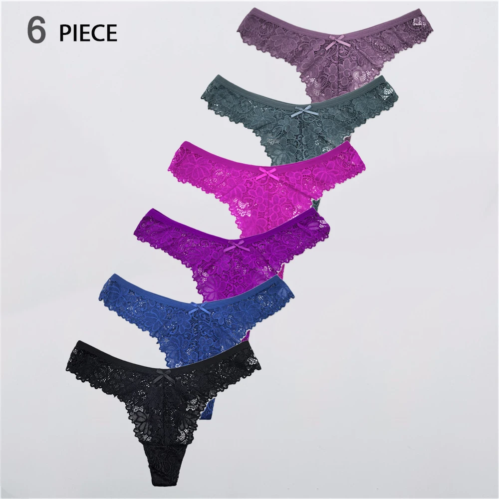 Women's Sexy Lace Thong Set 6 Pcs Hollow-out Transparent Briefs with Cotton Crotch G-string Underwear Lingerie
Women's Sexy Lace Thong Set 6 Pcs Hollow-out Transparent Briefs with Cotton Crotch G-string Underwear Lingerie