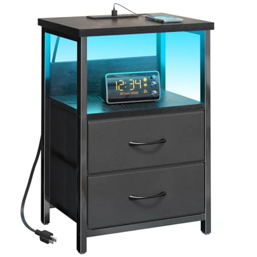 Night Stand with Charging Station, LED Nightstand with U-S-B Ports and Outlets for Small Spaces, 2 Fabric Storage Drawers, Beds
Night Stand with Charging Station, LED Nightstand with U-S-B Ports and Outlets for Small Spaces, 2 Fabric Storage Drawers, Beds